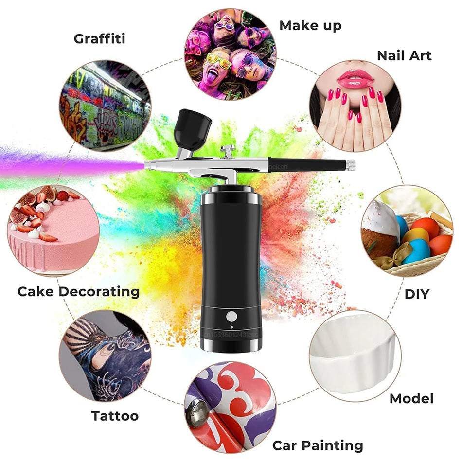 Tragbarer Nagelkunst-Airbrush mit Kompressor, kabellose Nagelmaschine für Nagelkunst