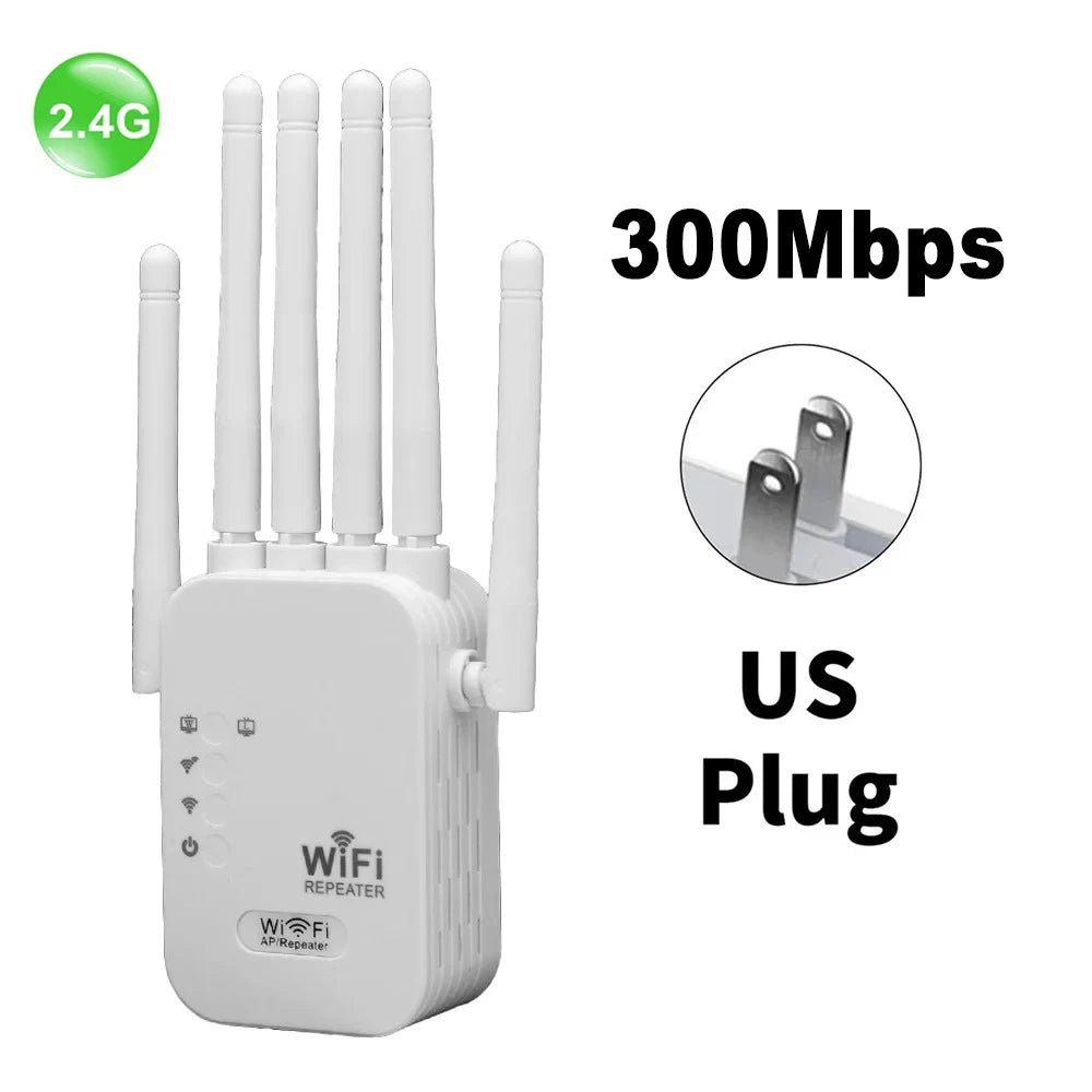 kebidumei 1200Mbps Dual-Band WiFi Range Extender with 6 High Gain Antennas 300Mbps US Plug
