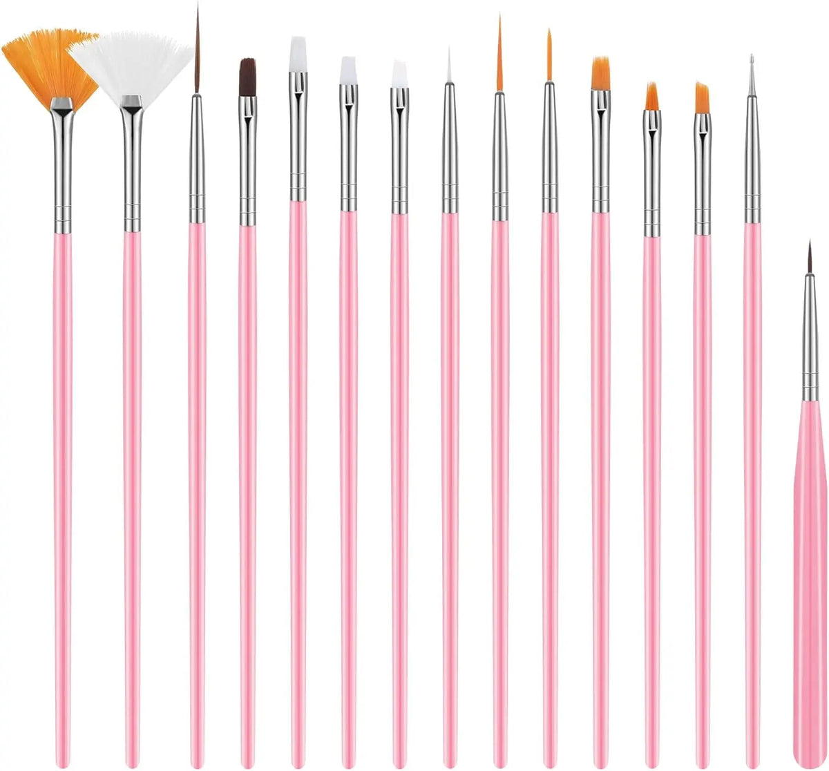 YIKOOLIN 15pcs Nail Paint Brushes Set &ndash; Nail Art Tools Pink