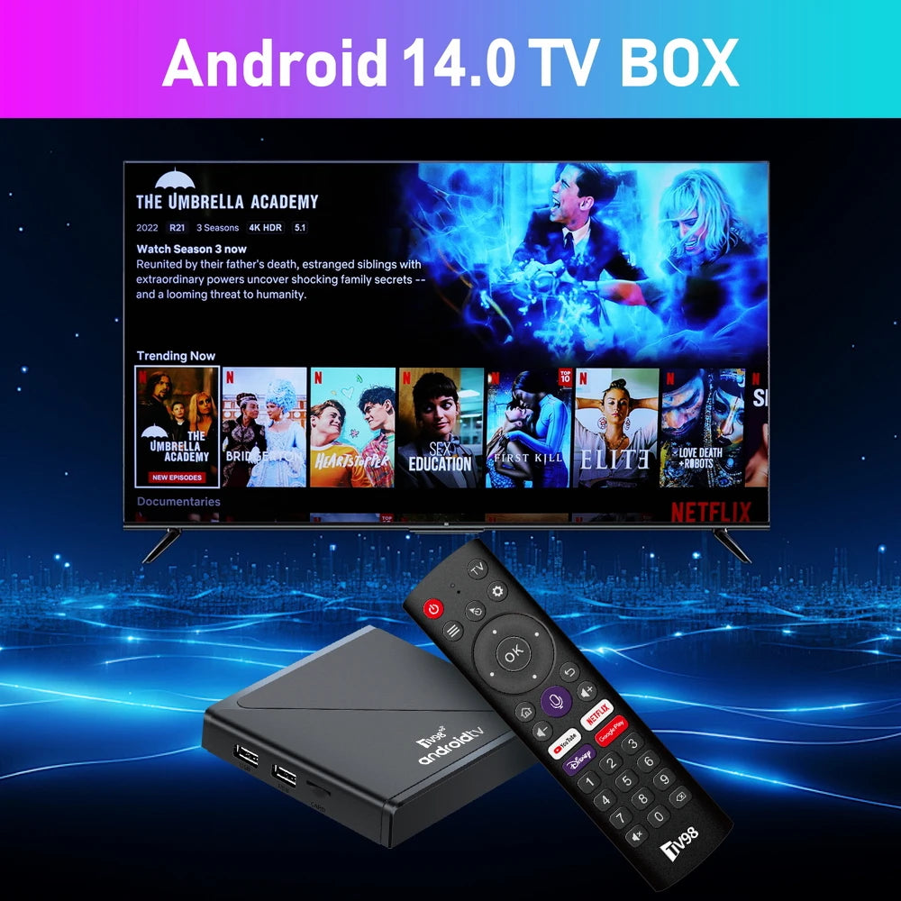 TV98 ATV Pro Android TV Box - 8K Streaming, Quad Core, Dual Wifi, Voice Remote