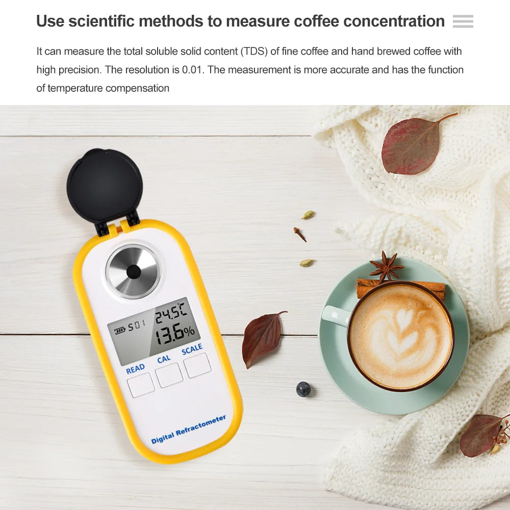 2-in-1 Auto Refractometer &ndash; Coffee Sugar Meter 0-25 Percent