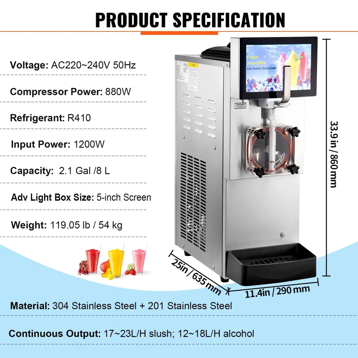 8L Slushy Margarita Machine With Digital Display 8L / france