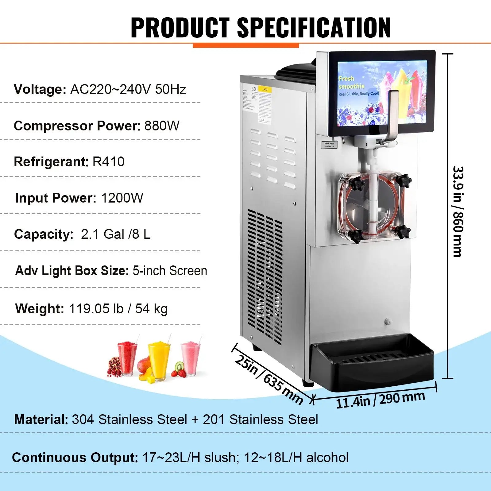 8L Slushy Margarita Machine With Digital Display 8L / france
