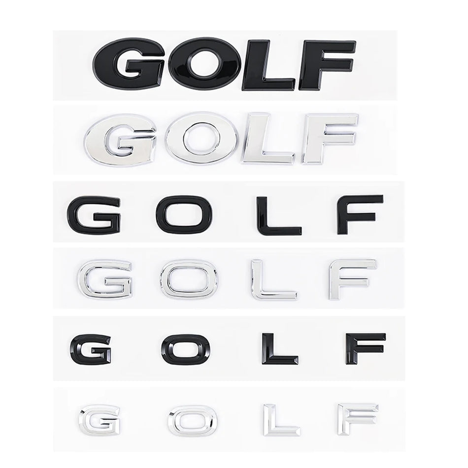 VW Golf 3D Tailgate Emblem Logo, ABS Plastic Silver and Black