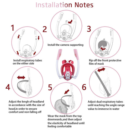 Kids Full Face Snorkel Mask - Dual Breathing Tubes