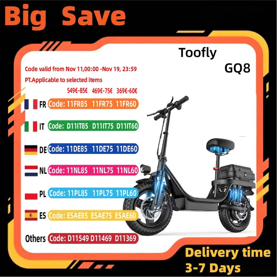 Toofly GQ8 Ηλεκτρικό Ποδήλατο Με 250W Κινητήρα, 48V 15Ah Λιθίου Μπαταρία