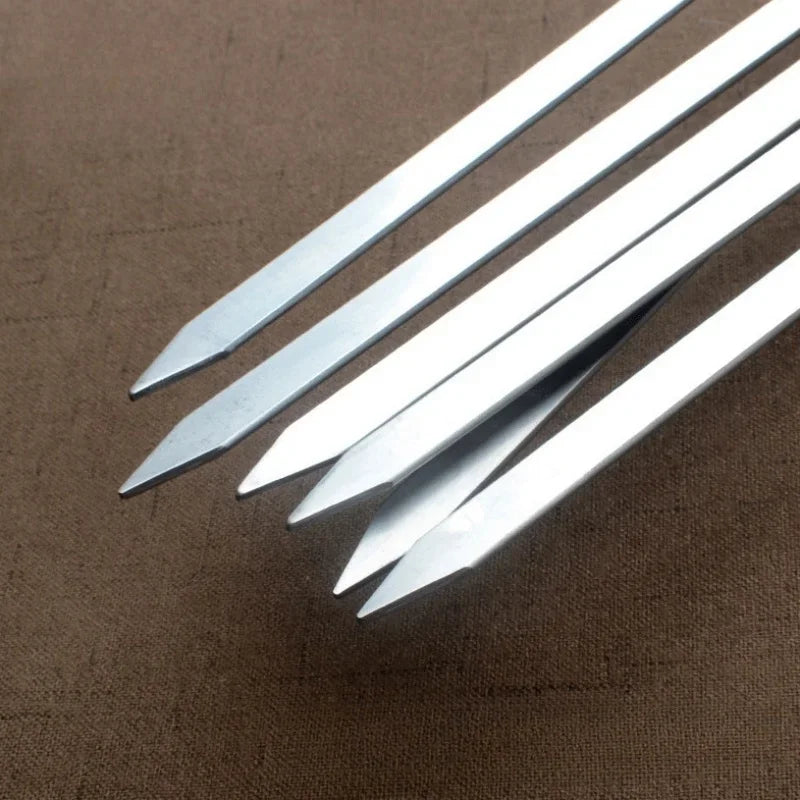 Premium 55cm Stainless Steel BBQ Skewers with Wooden Handle - Set of 6