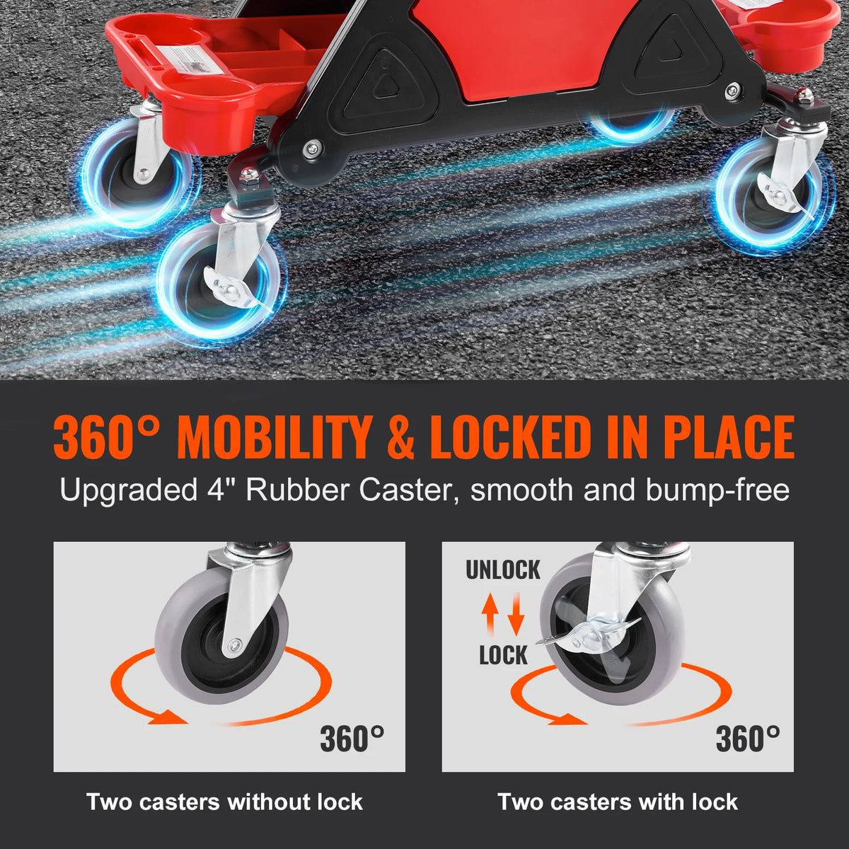 SucceBuy Rolling Mechanic Seat - Smooth Glide Wheels