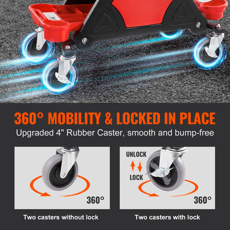 SucceBuy Rolling Mechanic Seat - Smooth Glide Wheels