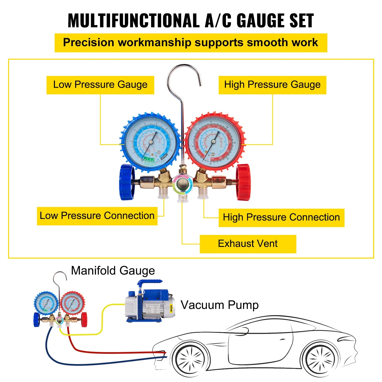VEVOR 4CFM 1/3HP Vacuum Pump - High Efficiency Vacuum