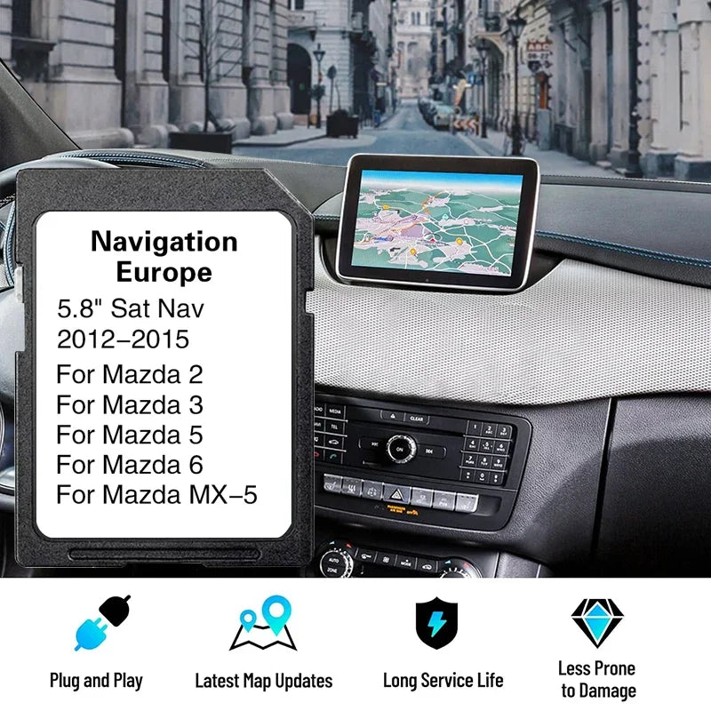 Software de actualizare GPS Card SD de 8GB pentru Mazda 2/3/5/6/MX-5 Hărți Europa AVN1
