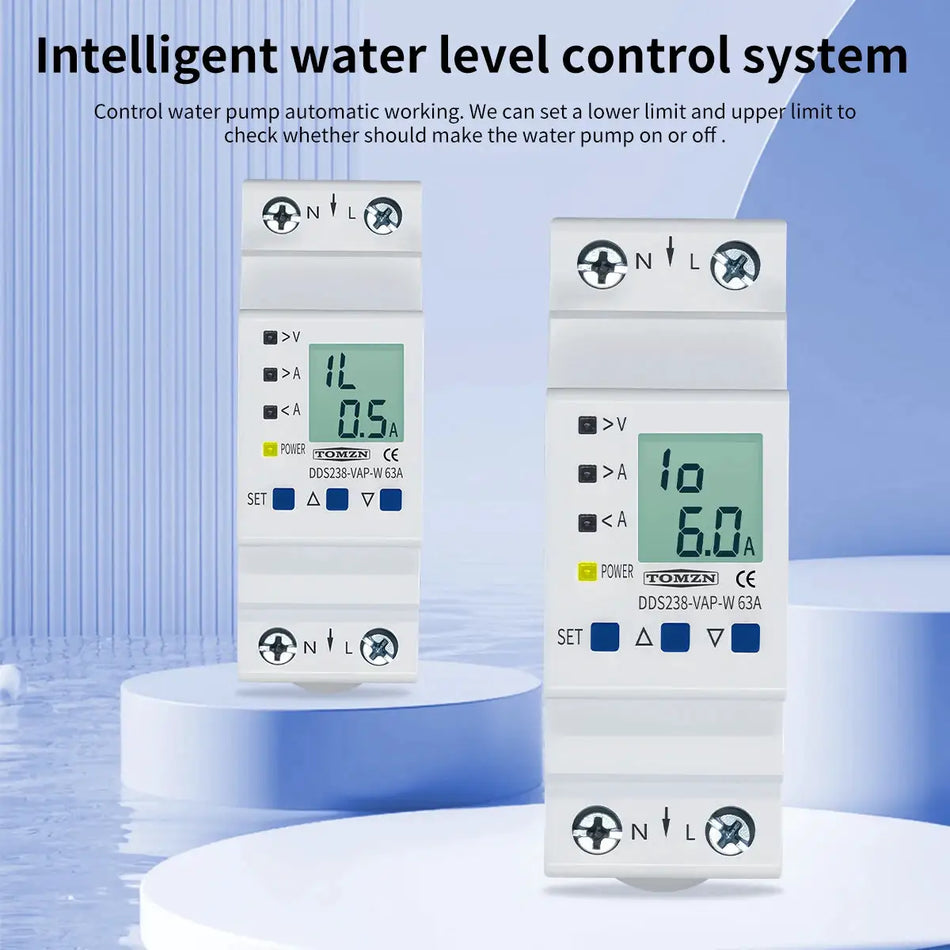 TOMZN Adjustable Overvoltage Undercurrent Protector Relay 63A 110230V V-I-kW-kWh Multi-Function Display | Water Level Control by InterCyprus Trading Ltd