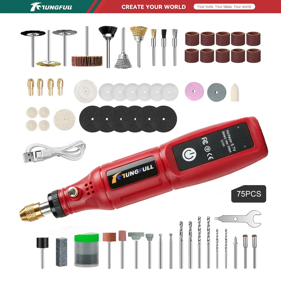 Mini Ferramenta Rotativa Furadeira Elétrica com Carregamento USB para Caneta de Gravação de Joias