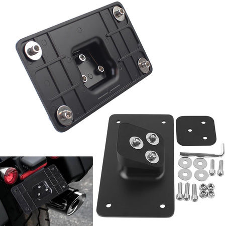 Motorcycle Black 3 Holes License Plate Mount Bracket &ndash; Durable Metal Construction