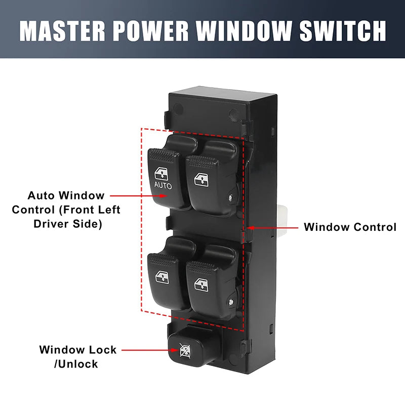 Свитч за електрически прозорци за Hyundai Getz 2005 преден ляв шофьорски съвместим заместител