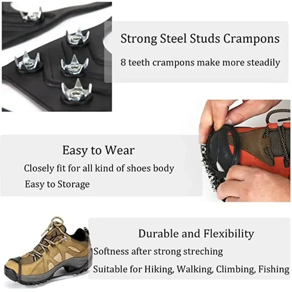 8 Teeth Anti-Slip Ice Gripper Spikes for Shoes