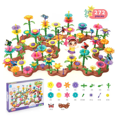 STEM Educational Flower Garden Building Toy for Kids Aged 3-7 - Enhance Creativity and Learning 272 pcs