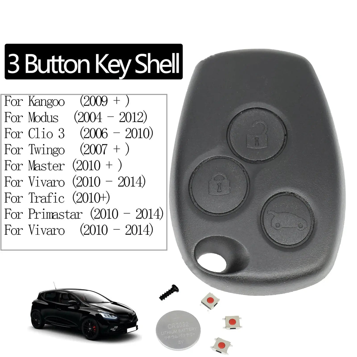 2/3 Button Switch Car Remote Key Shell Fob Case For Renault Clio Trafic Twingo Kangoo Master Modus Dacia Duster Sandero Modus by InterCyprus Trading Ltd
