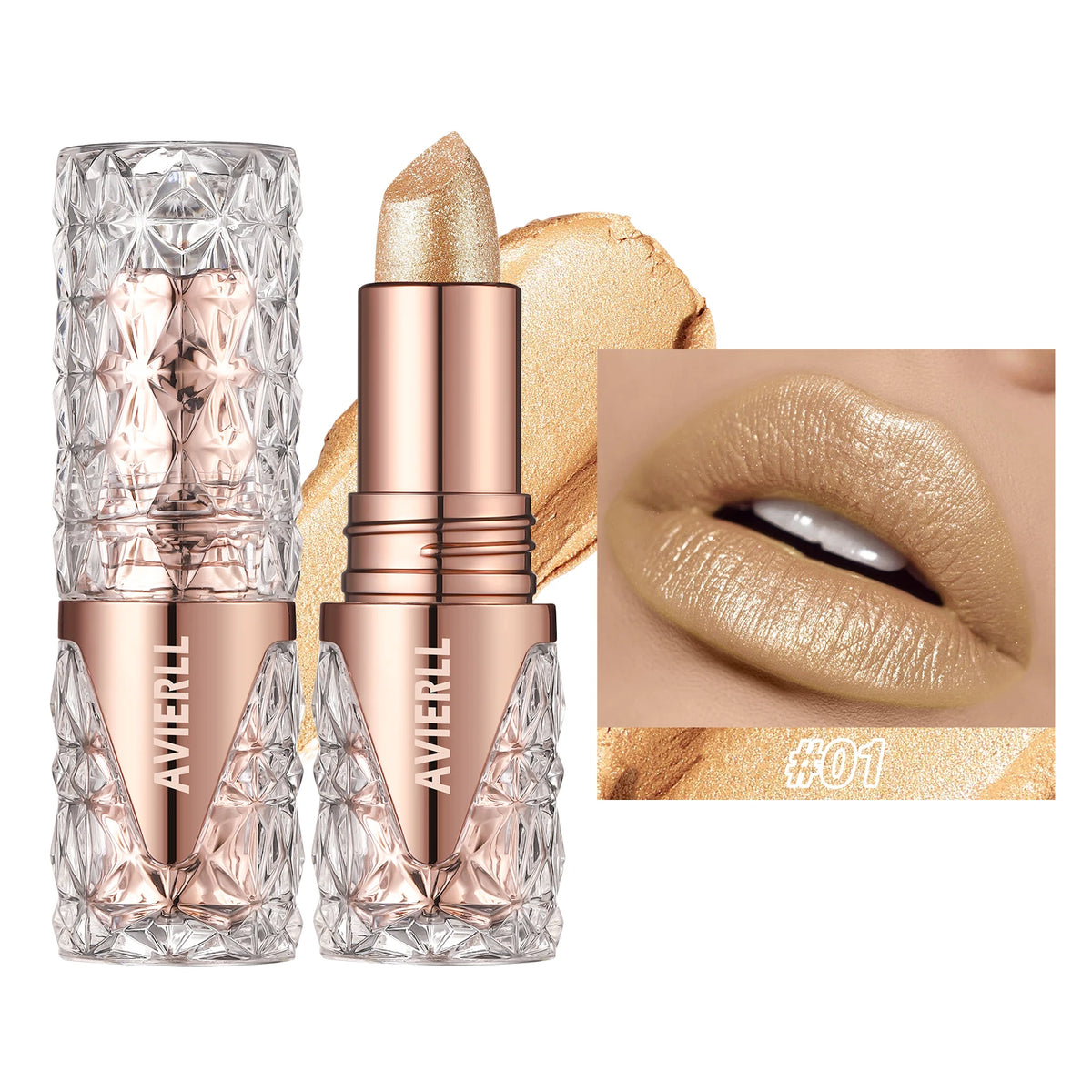 NoEnName_Null Fine Glitter Moisturising Lipstick 01 / Full Size