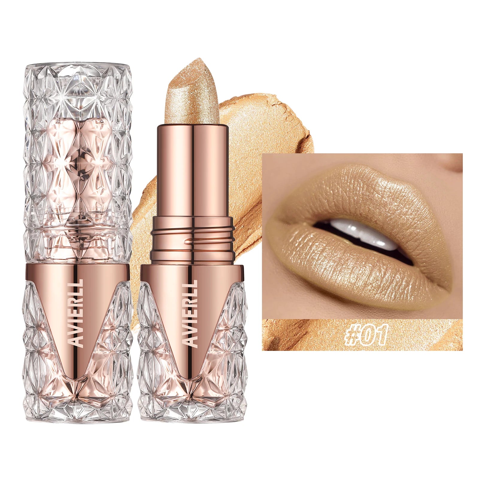 NoEnName_Null Fine Glitter Moisturising Lipstick 01 / Full Size