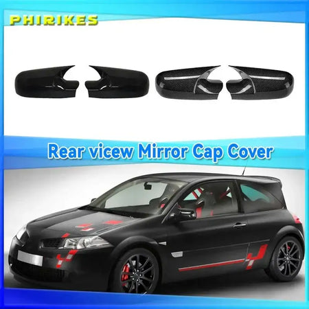 Glossy Black Carbon Mirror Cover For Renault Megane 2 MK2