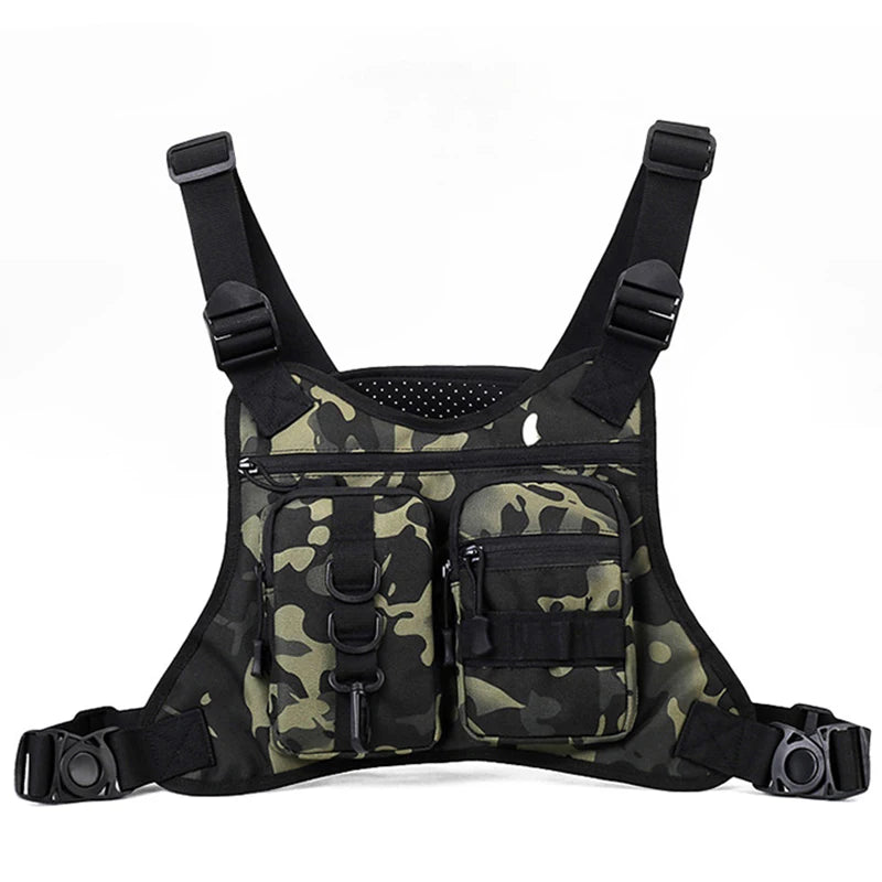 Tactical Molle Front Chest Rig Vest Bag &ndash; Adventure Ready Black Camo