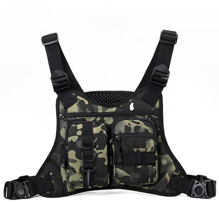 Tactical Molle Front Chest Rig Vest Bag &ndash; Adventure Ready Black Camo