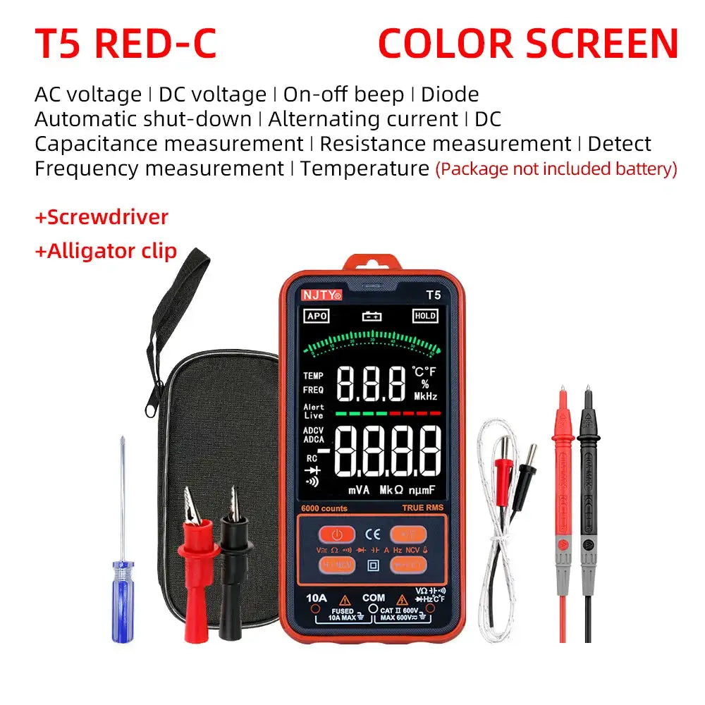 NJTY T1 Pocket Multimeter TrueRMS NCV 600V DC Tester T5 R - C