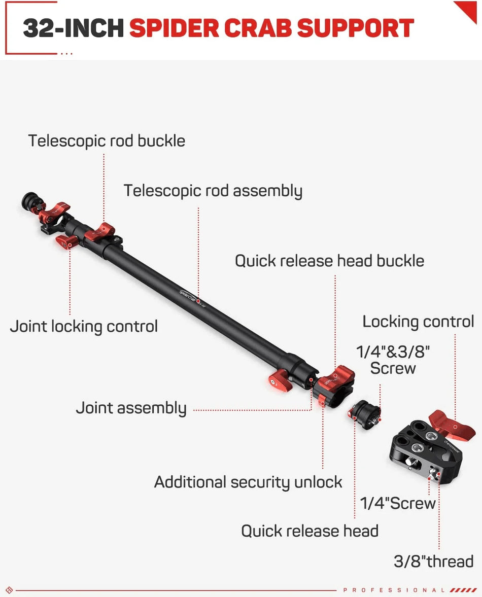 IFootage 32 Inch Camera Arm Spider Crab - Telescoping Clamp