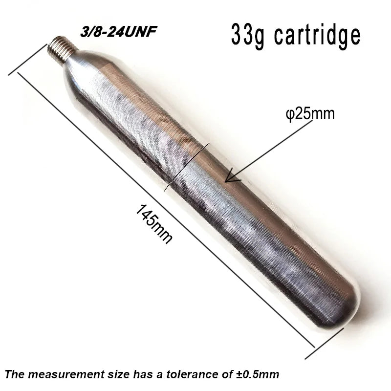 Refillable CO2 Cartridge 3/8-24UNF Threaded &ndash; Reusable 33g thread / CHINA