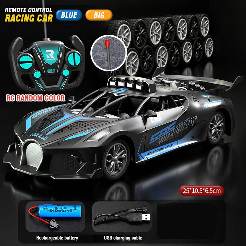 RC Car 4Ch High-Speed Drift Remote &ndash; Long Battery Life Blue 25CM