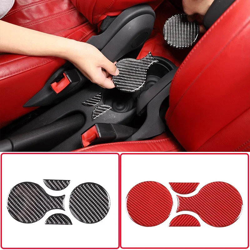 Almofada de ranhura para suporte de copo traseiro em fibra de carbono macia para FIAT Abarth 500 500C 595 595C 695 695C de 2008 a 2022 Peças Auto