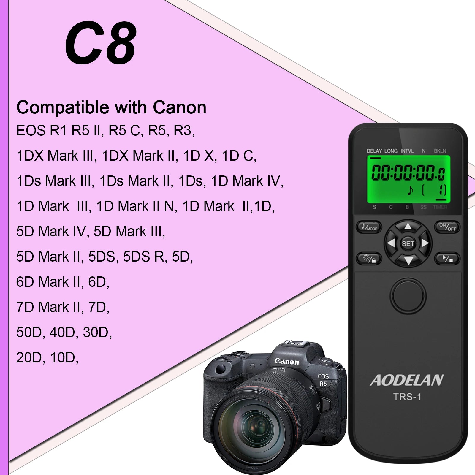AODELAN Intervalometer Timer Remote Control for Canon Nikon Sony Cameras C8 for canon / China
