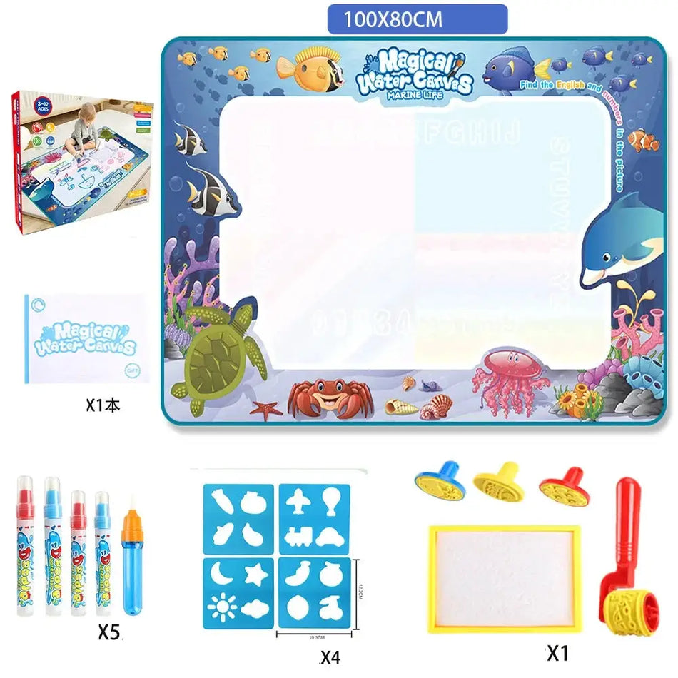 Water Drawing Mat 100x80cm With Reusable Magic Pen For Kids by InterCyprus Trading Ltd