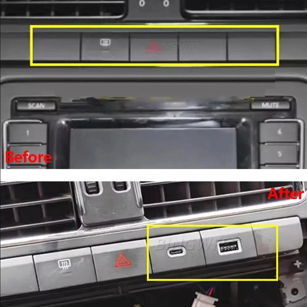Car Charger QC3.0 Type C PD Dual USB Interface Socket Auto Phone Fast Charging Adapter Button For Volkswagen POLO 2011-2013 by InterCyprus Trading Ltd
