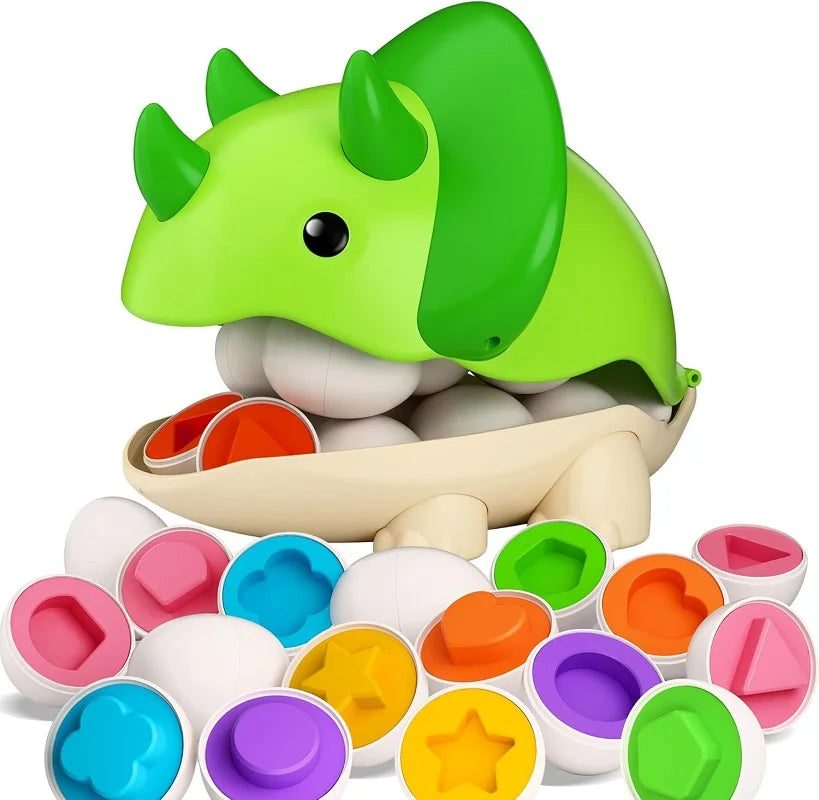 Montessori Educational Smart Eggs Puzzle Toy - Shape Sorter &amp; Learning Game for Toddlers Ages 2-3 | Perfect Kids Easter Gift dinosaur pack set