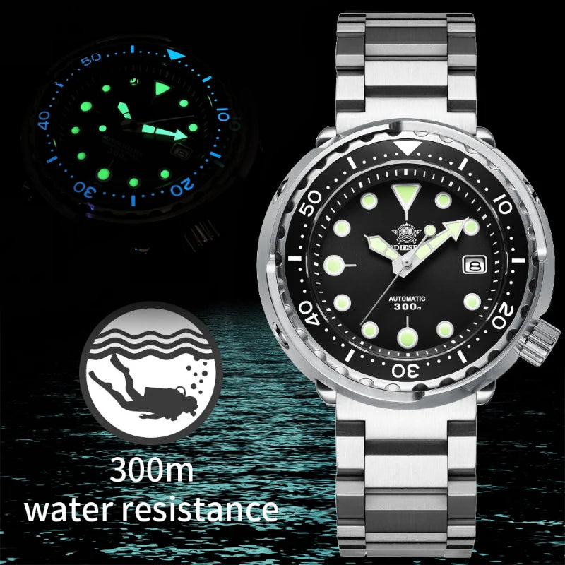 ADDIESDIVE Automatic Mechanical Diving Watch - Stainless Steel, Scratch Proof, Waterproof
