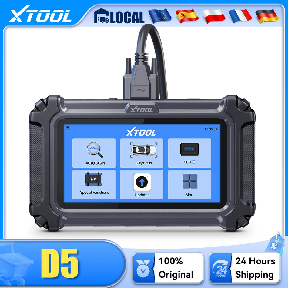 XTOOL D5 Scanner de Diagnóstico OBD2 para Carros com 10 Reinícios e Atualizações