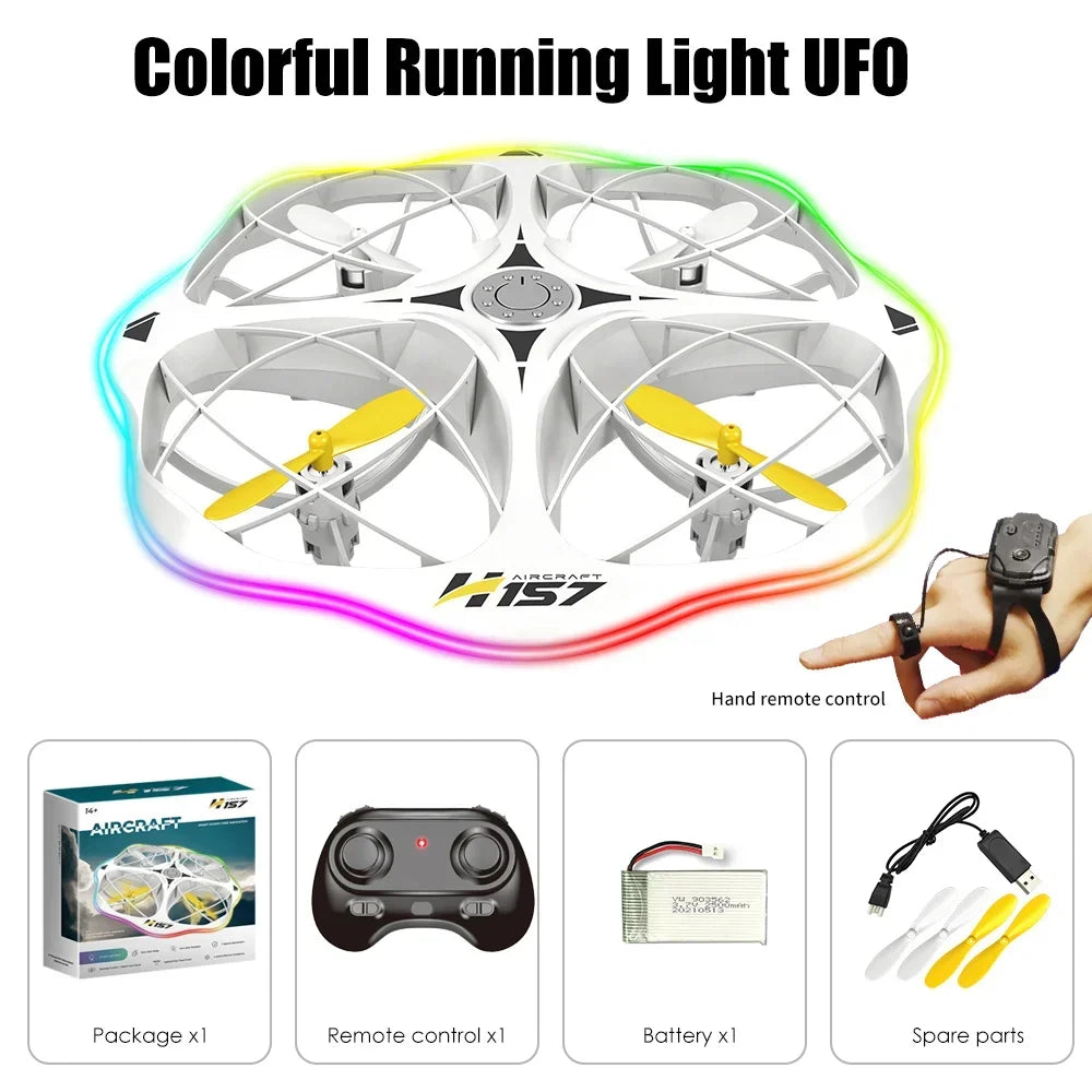 Mini RC UFO Drone With LED Light &ndash; Gesture Sensing White dual 1B
