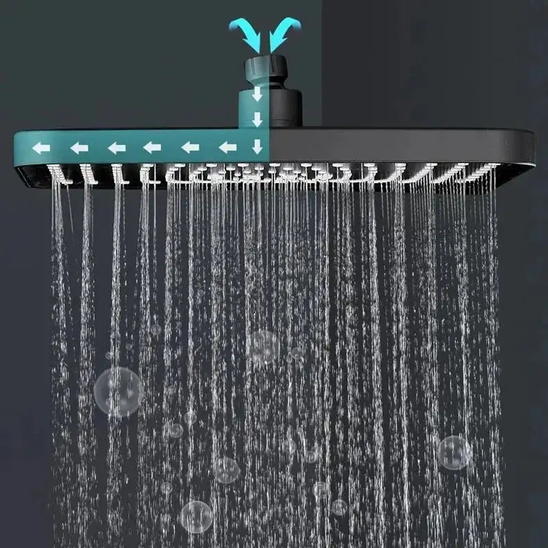 Rainfall Shower Head Big Panel Large Flow Supercharge Ceiling Mounted Shower head 360 Rotation High Pressure ABS Bathroom Faucet