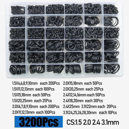 3230p Rubber O Ring Sealing Washer &ndash; Oil Resistant Durable Seal 3200pcs / Metric