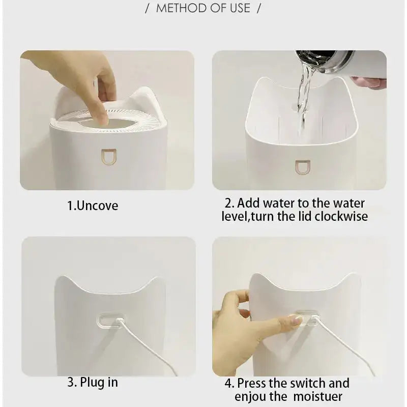 USB 3L Ultrasonic Humidifier Diffuser With LED Dual Nozzle