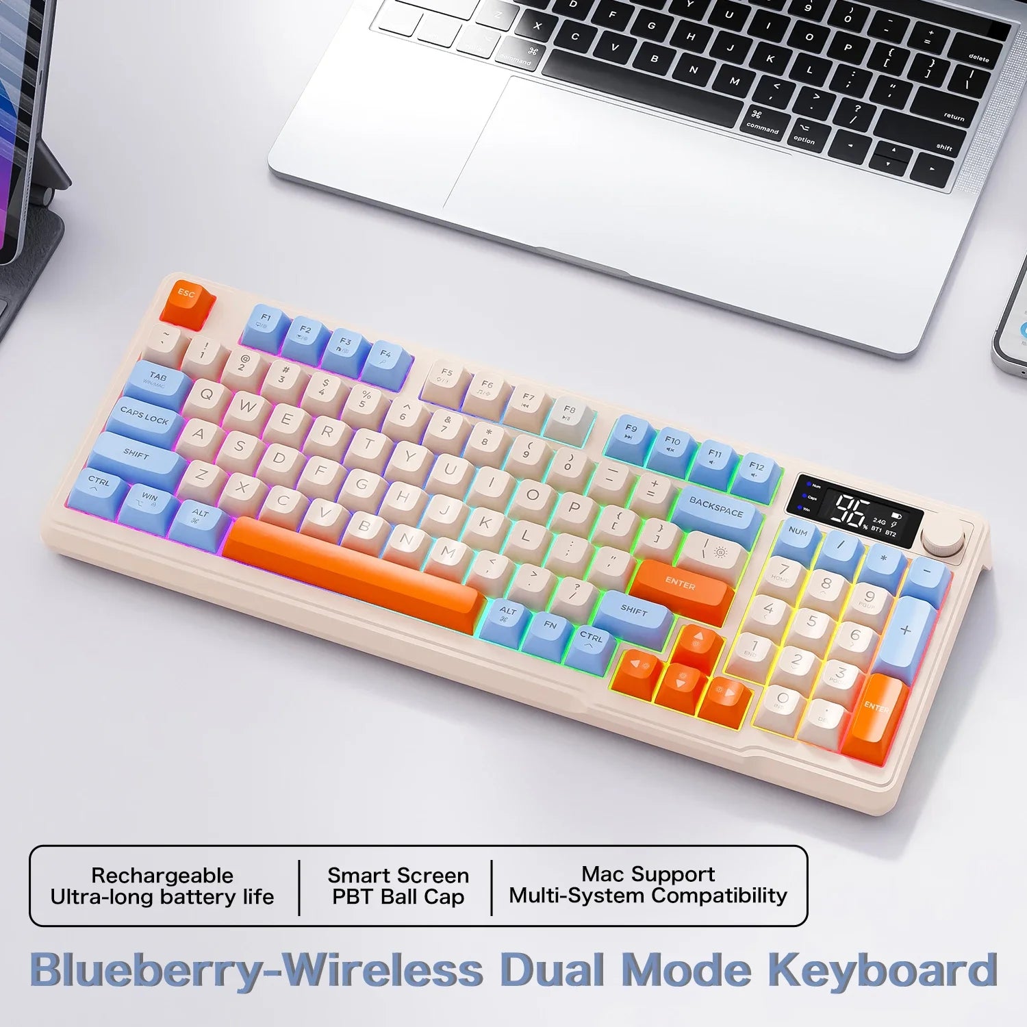 M96 Wireless Keyboard &ndash; Dual-Mode Multi-Device Gaming Blueberry