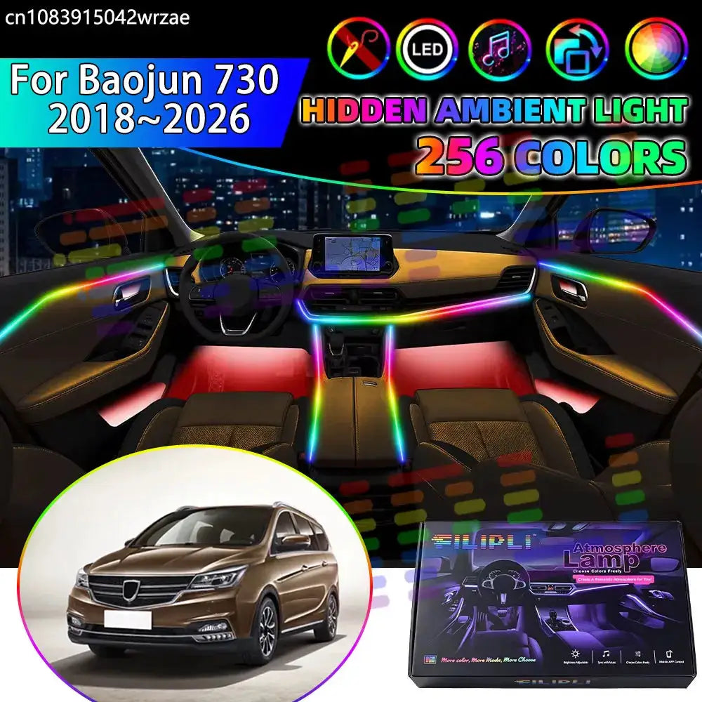 For Baojun 730 2018~2026 MK2 CN210M RGB Car Interior Ambient Lights Strips Breathing Lighting Kit App Control LED strips Auto by InterCyprus Trading Ltd
