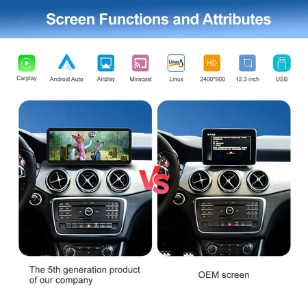 12.3" Ultra Thin Touch Multimedia Screen Wireless CarPlay For Mercedes Benz GLA CLA GLC GLK W205 W176 C117 With Android Auto BT by InterCyprus Trading Ltd