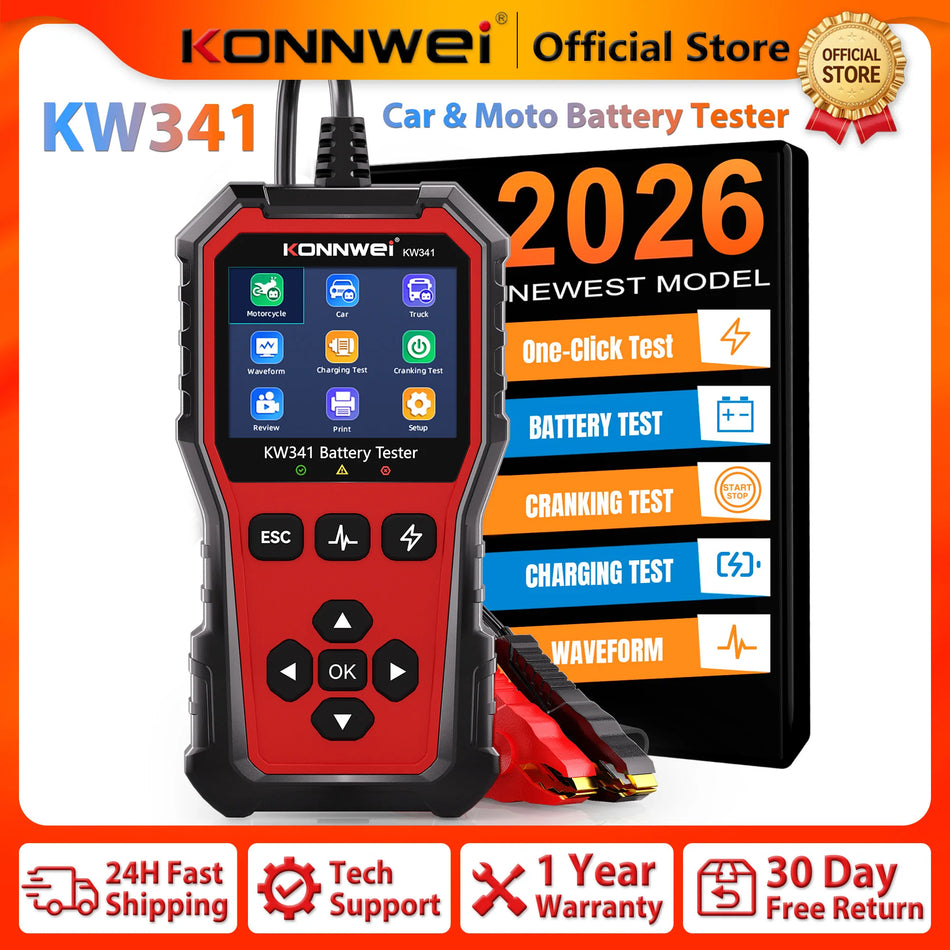 Professionele auto-accutester voor 6V 12V 24V met gegevensafdruk