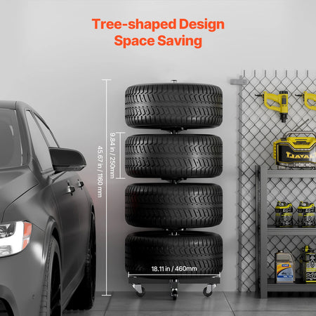 SucceBuy Tire Rack With Wheels &ndash; Heavy Duty Steel Stand