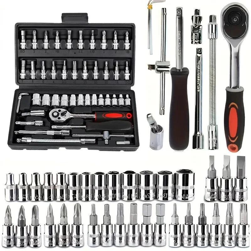 Motorcycle 46pcs 1/4 Drive Socket Set Amagi &ndash; Durable