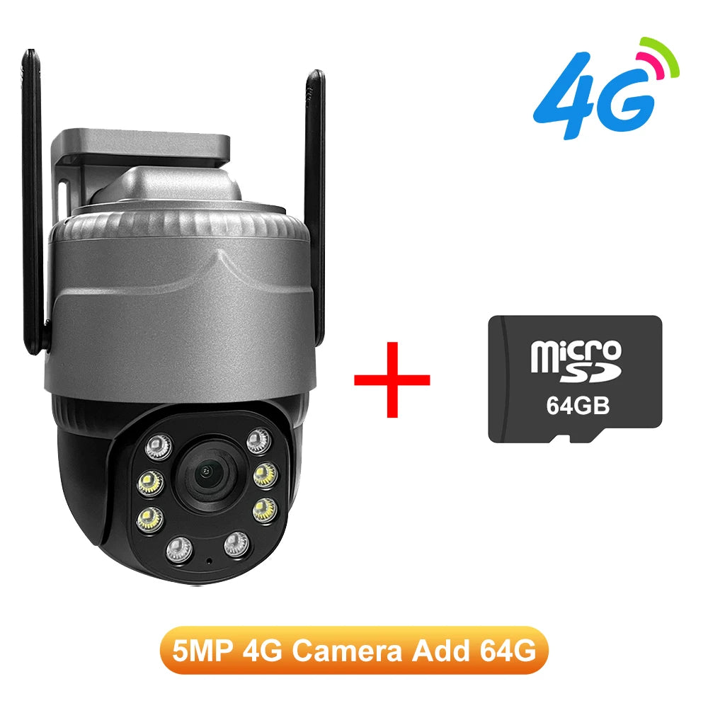 SANSCO 5MP 4G PTZ Camera AI Human Detection Tracking Outdoor 3MP Wireless Night Vision WIFI Surveillance IP Camera V380 PRO