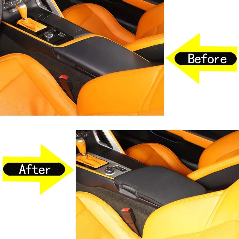 Tampa preta da caixa do apoio de braço central para proteção interior e moldagem do Chevrolet Corvette C7 2014-2019